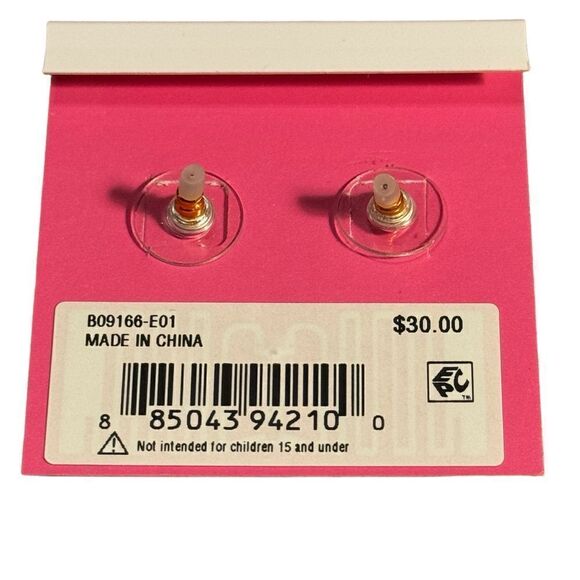 Betsey Johnson Eye Stud Earrings with Blue Crystals and Stones in Goldtone Metal - Picture 3 of 3